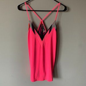 Express Tank Top (skinny straps) - Pink with Blue Geometric Shapes - V-Neck